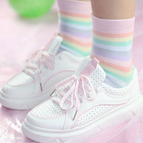 Milky Pastel Rainbow Socks Fairy Kei Kawaii Fashion | Kawaii Babe