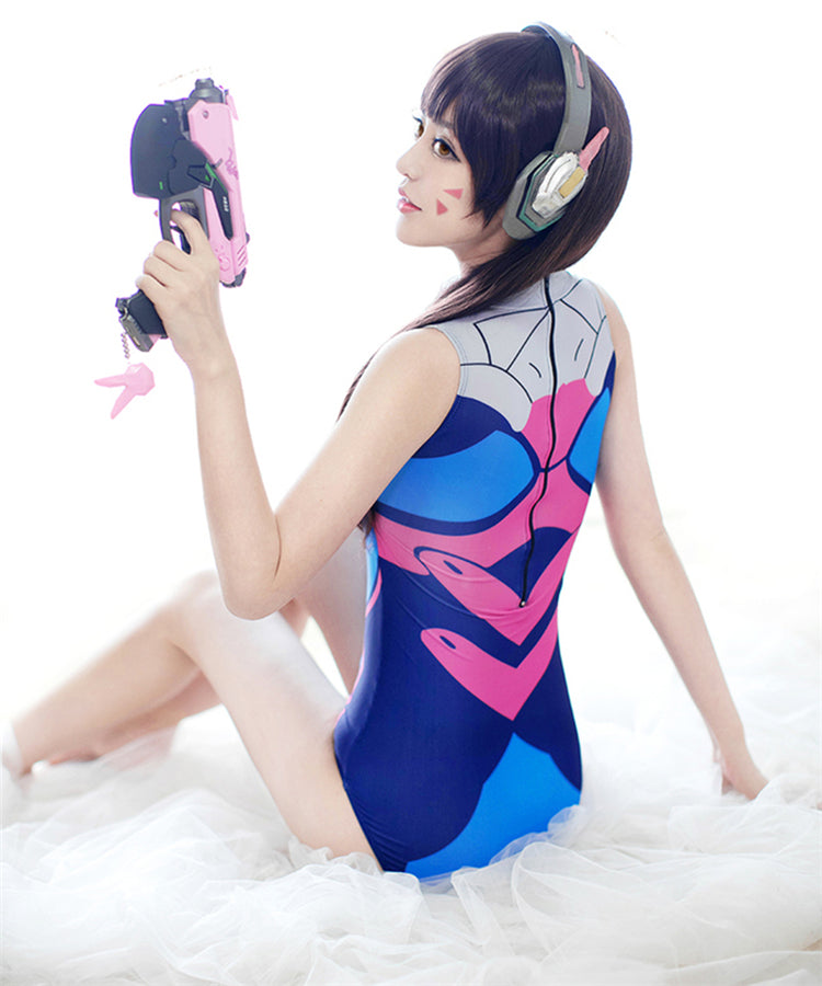 Overwatch D.VA DVA Cosplay Anime SwimSuit One Piece Swim Suit One piece swimmer bikini Gamer Girl Fandom Costume