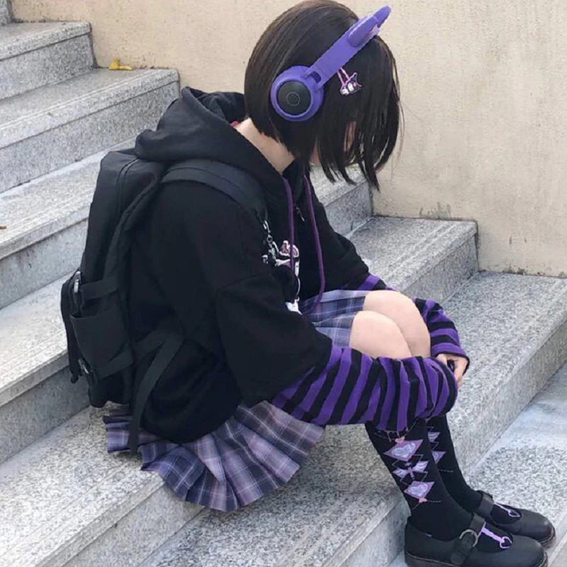 Trick Kawaii | Black Hoodie Purple or Babe Treat Halloween Sweatshirt