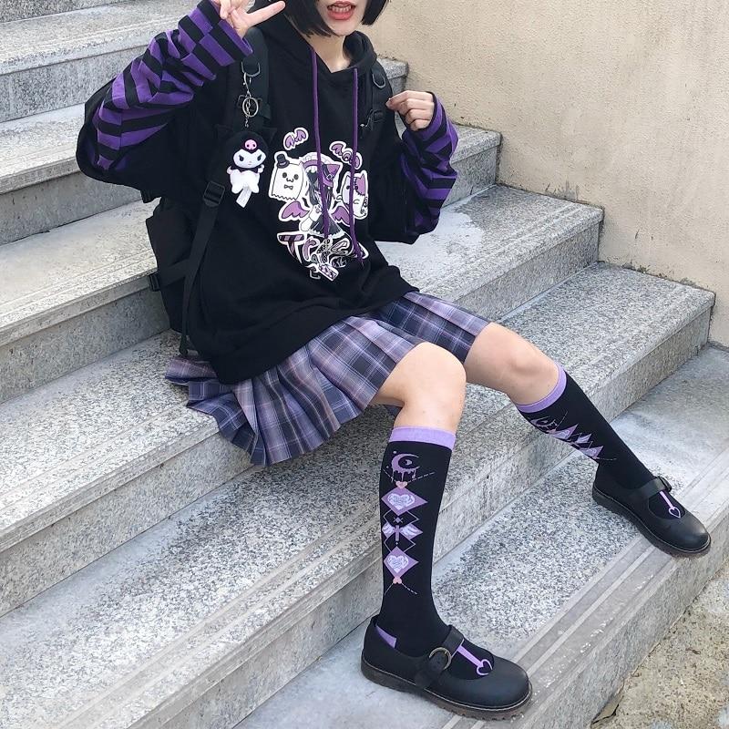 Trick or Treat Halloween Hoodie Kawaii Sweatshirt Black Babe | Purple