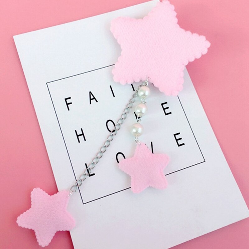 Starry Dangle Fuzzy Star Hair Clip Pin Fairy Kei Fashion | Kawaii Babe Pink