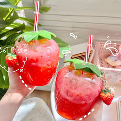 Strawberry Shaped Kawaii Water Bottle Straw Summer