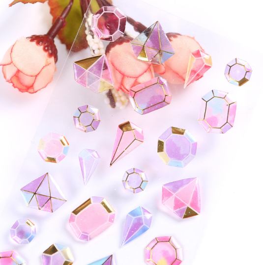 Crystal Jewel Stickers Sheet Pastel Gemstones Diamonds