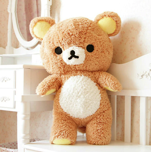 Fuzzy Rilakkuma Brown Bear Plush Soft Fur Kawaii