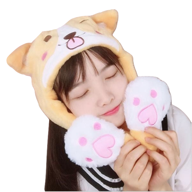 Kawaii Puppy Dog Face Spinning Ear Hat Winter Toque Warm Cute 