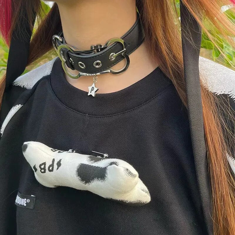 Harajuku Handmade Lamb Fleece Punk Cute Choker Collar With Exaggerated  Puppy Button Design Creative Aesthetic Charmed Accessory For Women From  Hobble, $6.72