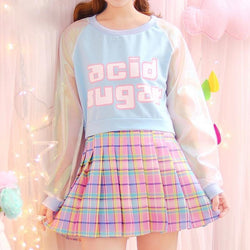 Acid Sugar Holographic Crop Top Cropped Pastel Sweater by Kawaii Babe