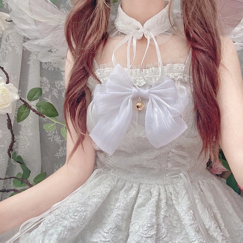 angel dress Angel Assembly Lolita Dress Lace Angelcore JSK White Princess Black Pink / L