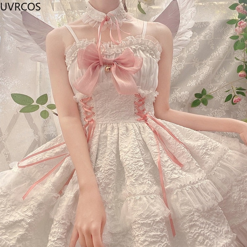 Angel Assembly Lolita Dress Lace Angelcore JSK White Princess – Kawaii Babe