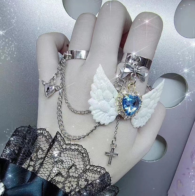 Angelic Goth Ring Set - bat, bats, fake jewelry, goth, goth ring Kawaii Babe