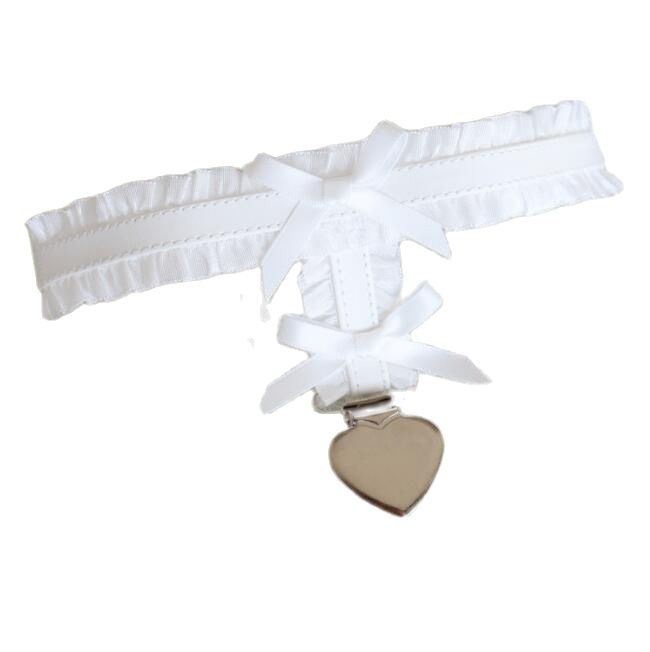 Angelic Rosebud Garter Belts - White Heart - angel wings, flowers, garter, garter belt,