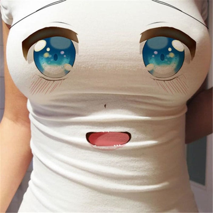 Kawaii Anime Face Expression T-Shirt Cute Tee Tops Manga 