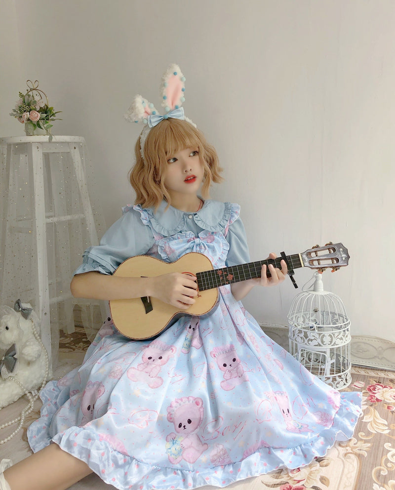 Baby Angel Bear Lolita Dress - Blue - angel bear, angels, bear dress, clothes, clothing