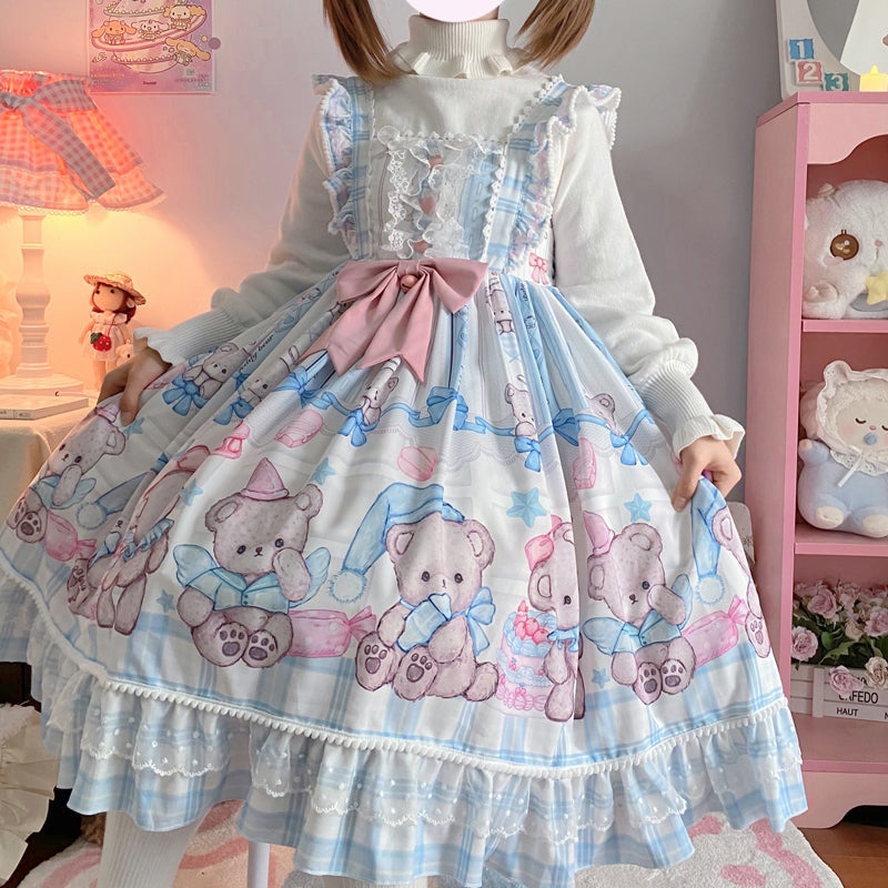 Little Baby Bear Lolita Dress - Blue - bear dress, dresses, jsk, jsks, lolita