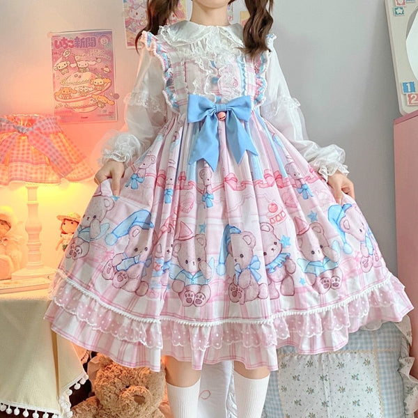Little Baby Bear Lolita Dress - Pink - bear dress, dresses, jsk, jsks, lolita