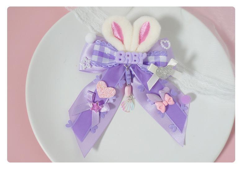 Baby Bun Hair Bows - Purple Bow Clip - baby,baby bun,baby buns,bunny,bunny clips
