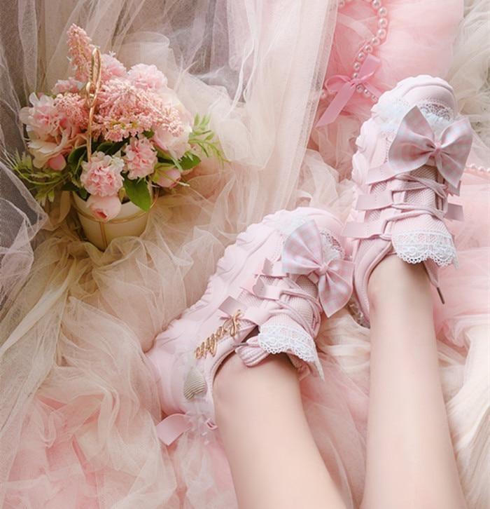Kartofler Forsømme indebære Babydoll Lolita Harajuku Pink Sneakers Shoes Wedge Platform Kawaii – Kawaii  Babe