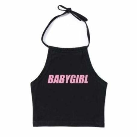 Black Pink Babygirl Halter Top Strapless Summer Fashion ABDL Kink Fetish DD/LG MD/LG Little Space Clothing by DDLG Playground