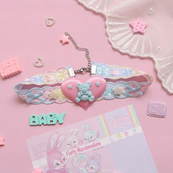 Babyspace Bear Collar - Pink Choker - baby bear, babyspace, bear choker, cat, cat collar