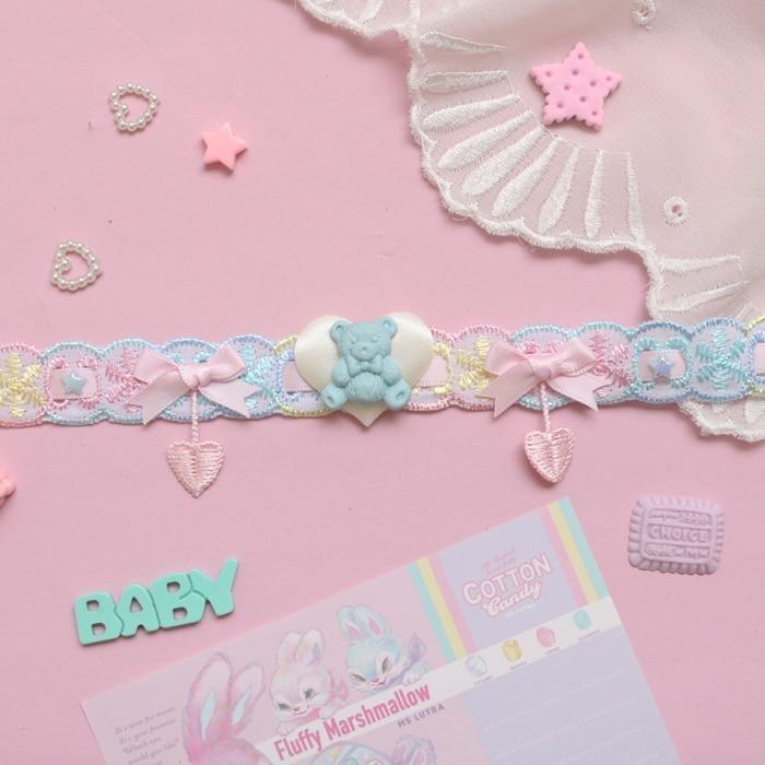 Babyspace Bear Collar - White Choker - baby bear, babyspace, bear choker, cat, cat collar