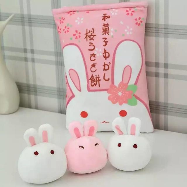 Bag Of Pink Bunnies - 3 Piece Mini Bunny Bag - stuffed animal
