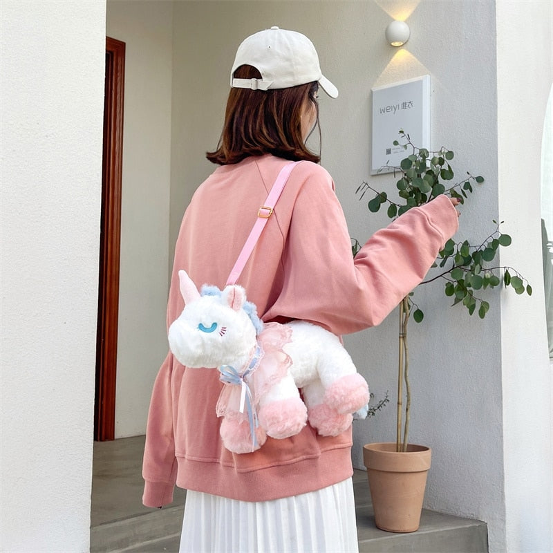 Amazon.com: DolliBu Pink Unicorn Plush Handbag - Super Soft Plush Stuffed  Animal Purse for Children's Accessories, Kids Hand Bag Toy Purse, Fluffy  Dress Up Toy Purses for Girls and Boys - 11