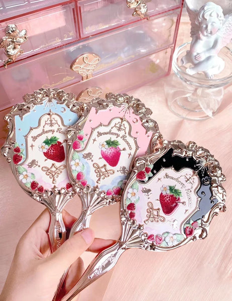 Berry Angelic Handheld Make Up Mirror Strawberry Angel Kawaii Babe