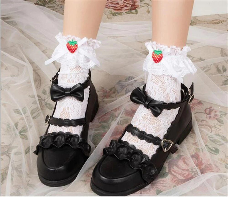 Berry Babydoll Stockings - babydoll, cute socks, egl, knee high highs