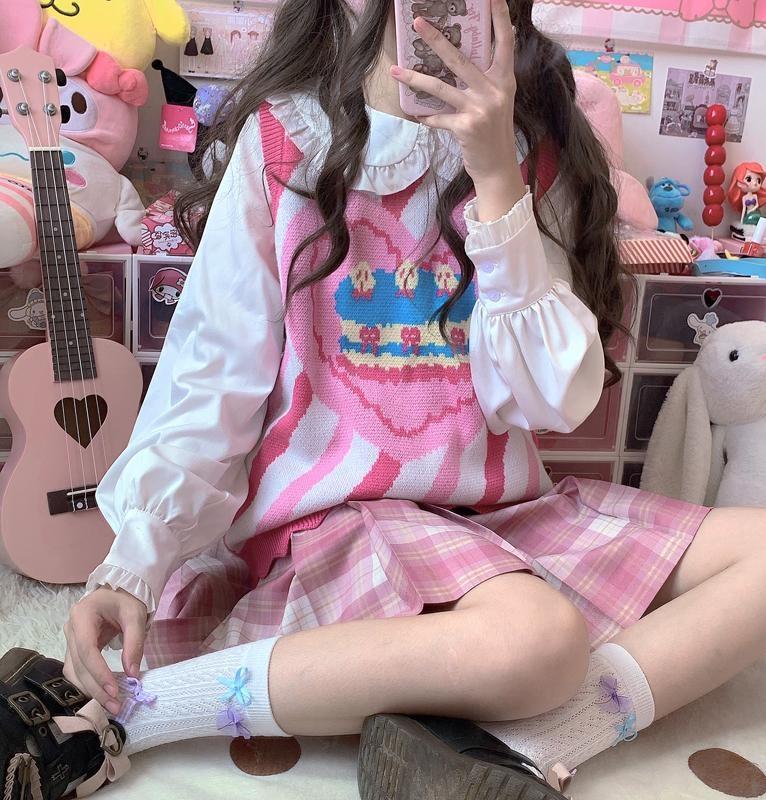 売れ筋新商品 Birthday Babe Kawaii | Kei Fairy Sweater Cardigan Vest Knit Cake 着せ替え服・アウトフィット