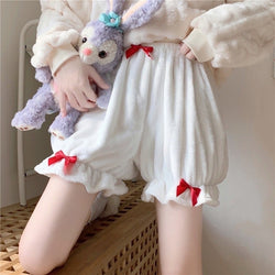 Bitty Baby Bloomers - White & Red Ribbon - bloomer, bloomers, bottoms, face mask, fairy kei