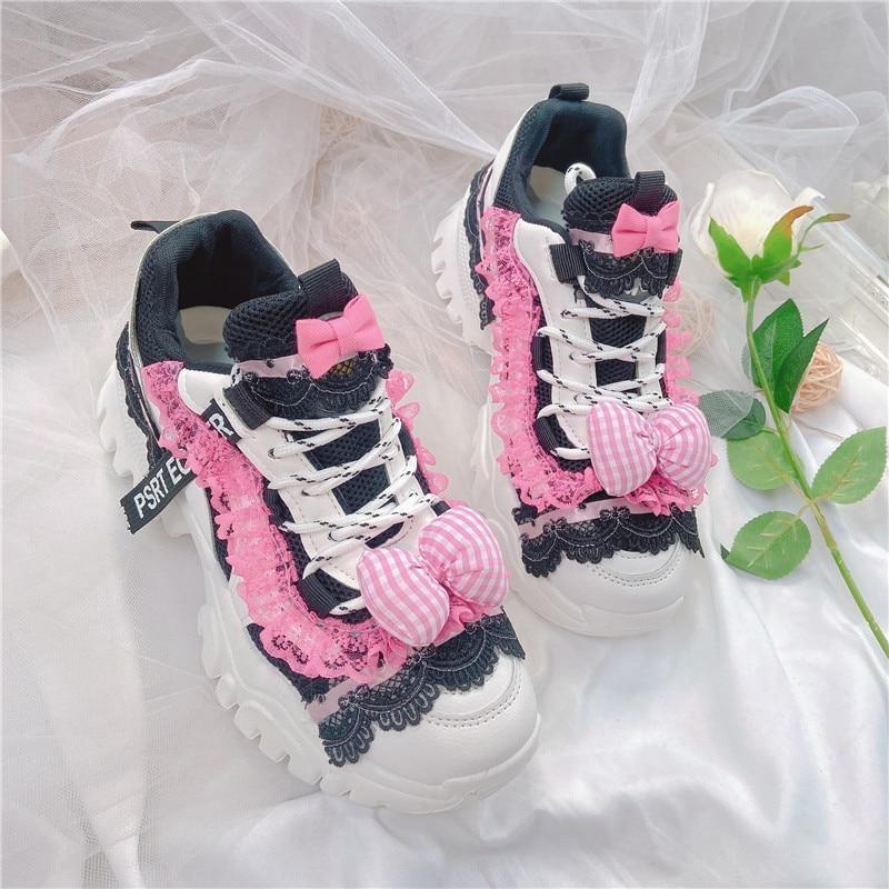 Pink Platform Sneakers Kawaii Women's Sports Shoes Casual Vintage Cute  Vulcanize Harajuku Tennis Female Lolita shoes sneakers