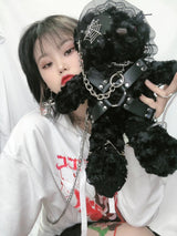 Chained Black Teddy bear Plus Handbag Bag Lolita backpack Kawaii Babe