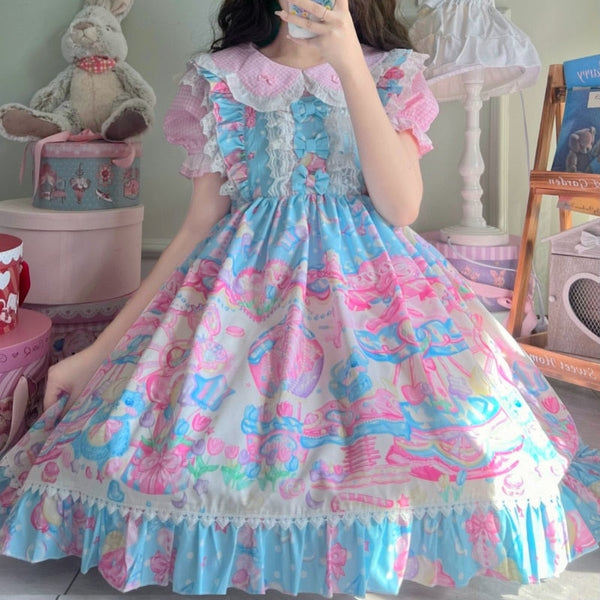 Bubblegum Birthday Party Lolita Dress - dress, dresses, fairy kei, fairy kei fashion, fairy keis Kawaii Babe