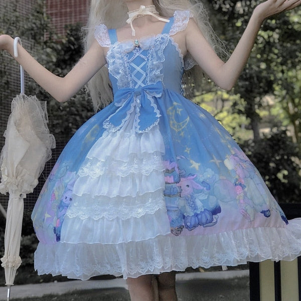 kawaii blue dress Alice In Fairyland Blue Princess Lolita Dress