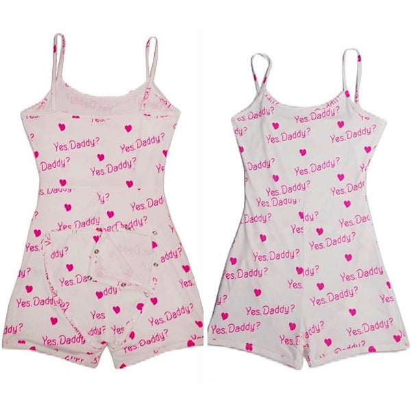 Butt-Flap Yes Daddy Romper - ab dl, abdl, adult babies, baby, baby diaper lover