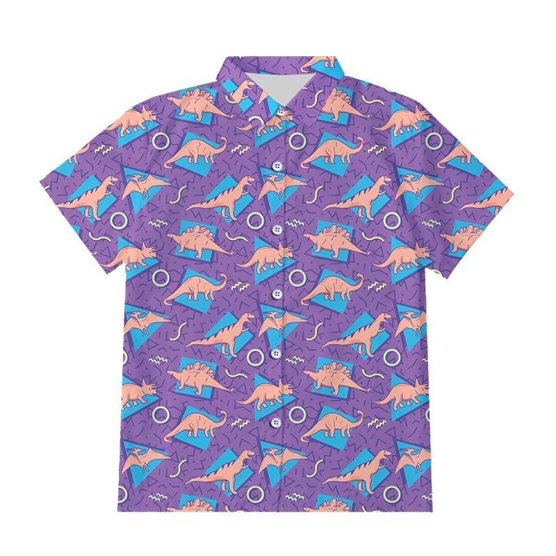 90s Retro Vintage Dinosaur Button up T-Shirt Top Kawaii babe
