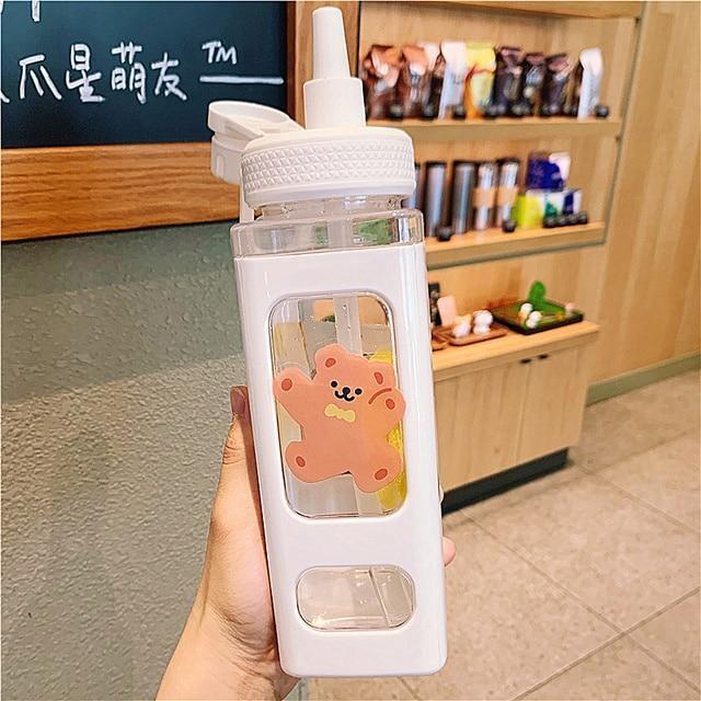 Pink Bunny & Bear Square Water Bottle CartonBox