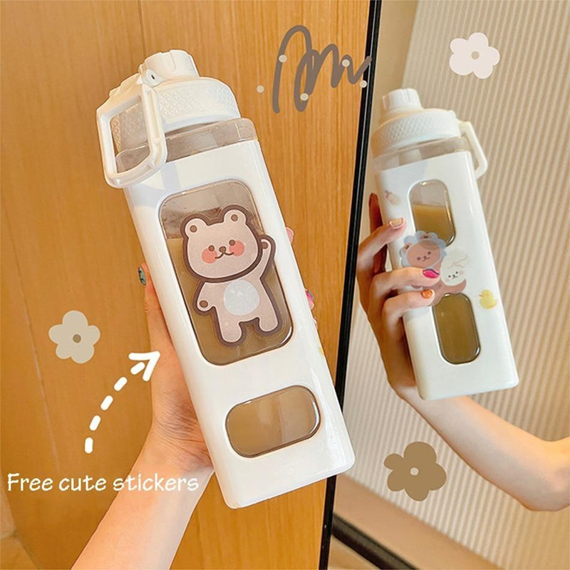 Kawaii Stickers Transparent Bear Rabbit Sticker Set for Water Bottle