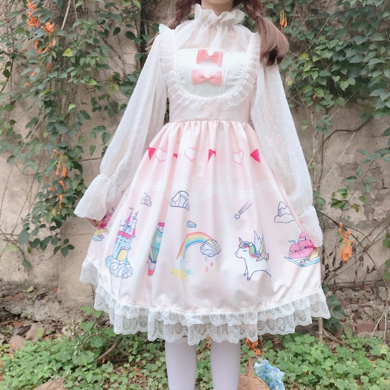 Kawaii Enchanted Kingdom Sweet Lolita Dress JSK Pink | Kawaii Babe Kawaii Enchanted Kingdom Sweet Lolita Dress JSK Pink | Kawaii Babe
