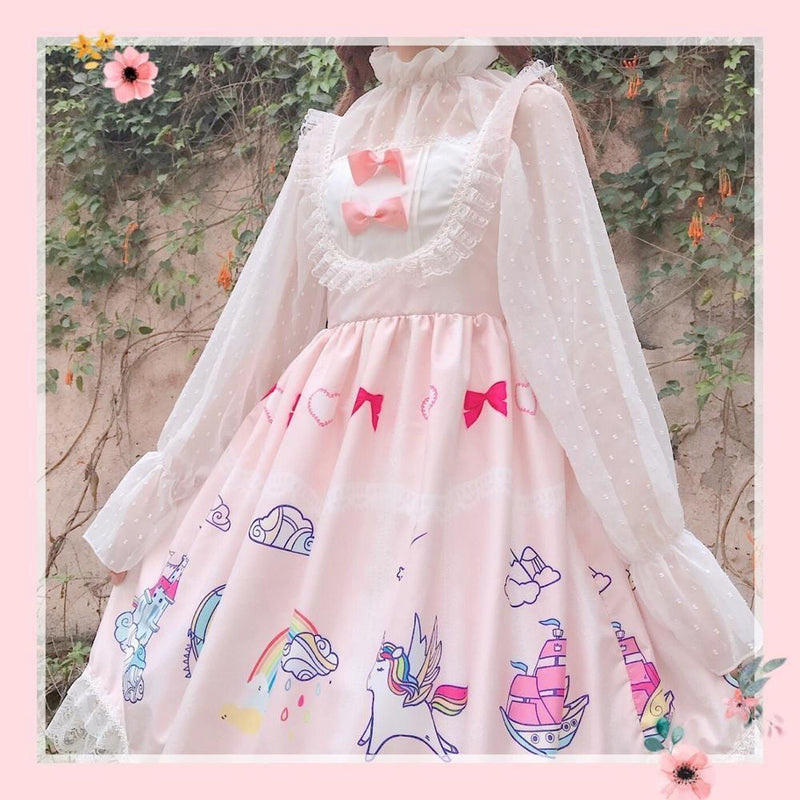 Kawaii Enchanted Kingdom Sweet Lolita Dress JSK Pink
