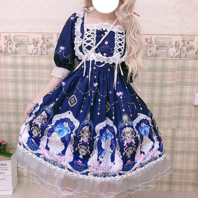 Celestial Symphony Lolita Dress - Navy Blue - angel dress, angelic, angelic angels, celestial