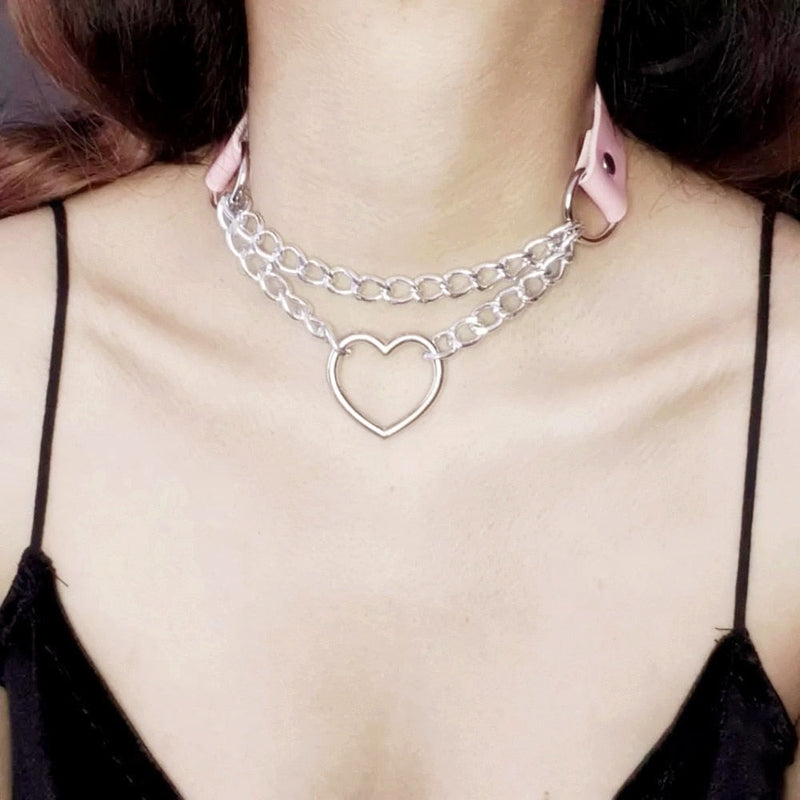 Chained Princess Collar & Leash Set - Pink Choker