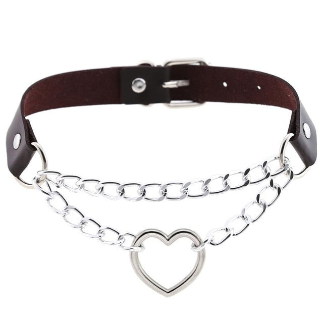 Chained Valentine Choker (15 Colors) - Coffee - choker, chokers, collar, collars, jewelry