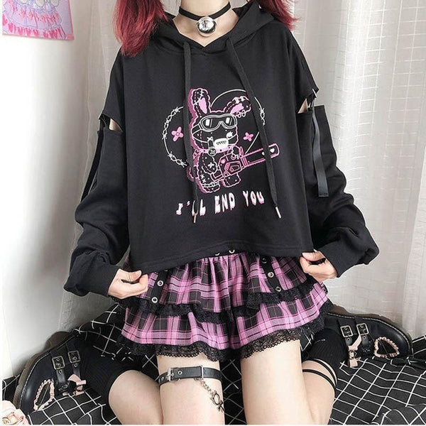 Chainsaw Bunny I'll End You Rabbit Hoodie Sweater | Kawaii Babe