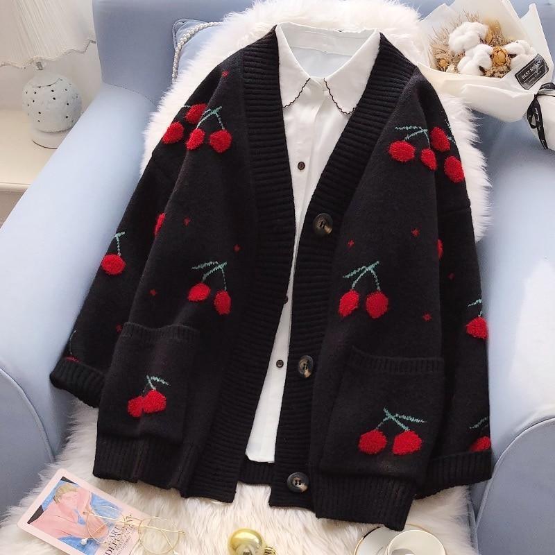 Cherry Knit Baby Cardigan Sweater Sweatshirt Knitwear | Kawaii Babe