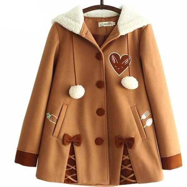 Chocolate Brown Lolita Winter Coat Jacket Mori Girl Kawaii Harajuku Fashion Hoodie