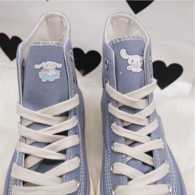 Cinna Dog Painted High Tops - chuck taylors, cinnamoroll, hand painted, high top shoes, tops