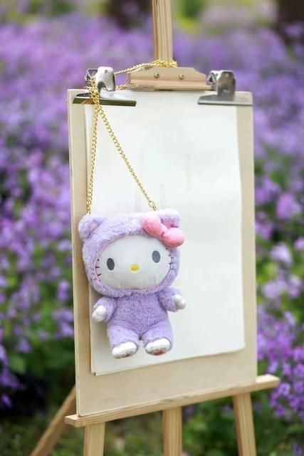 Fairy Kei Pastel Purple Hello Kitty  Plush Toy Bag Purse Storage Kawaii Cute 