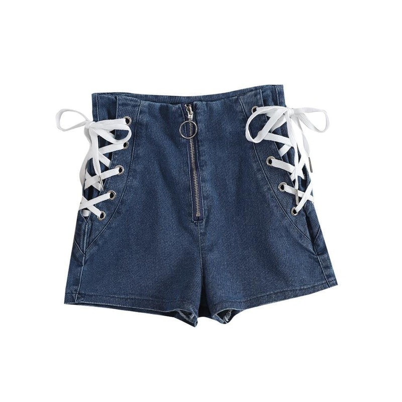 6235 Women's Front & Outseam Lace-up Sequin Denim Shorts – Aphrodite Jeans