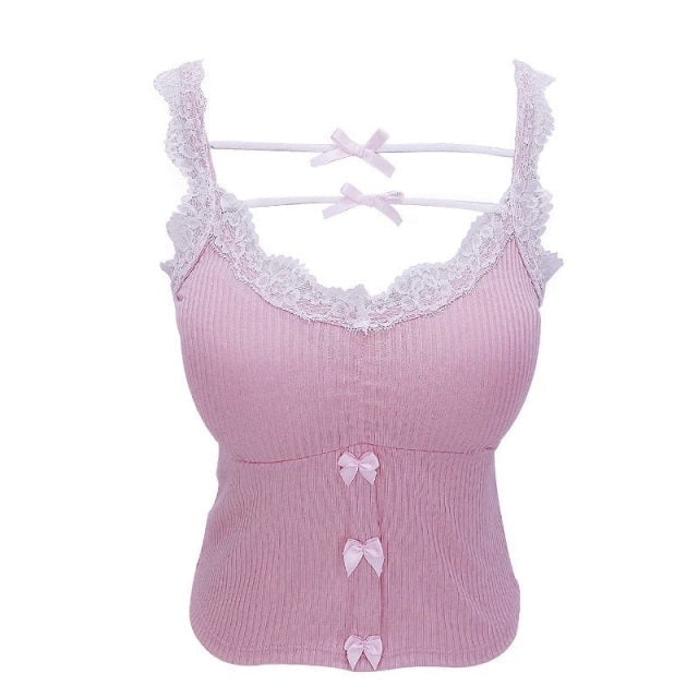 Cotton Ribbon Fairy Tank - angelcore, crop top, tops, cropped, cropped top